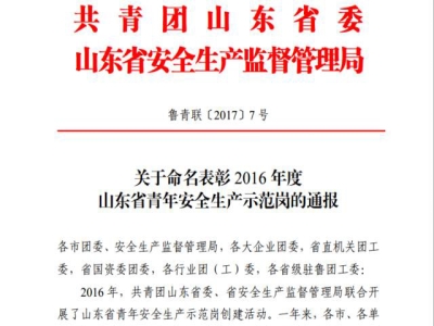 重磅消息：天意機械新產(chǎn)品班組榮獲“山東省青年安全生產(chǎn)示范崗”榮譽(yù)稱(chēng)號
